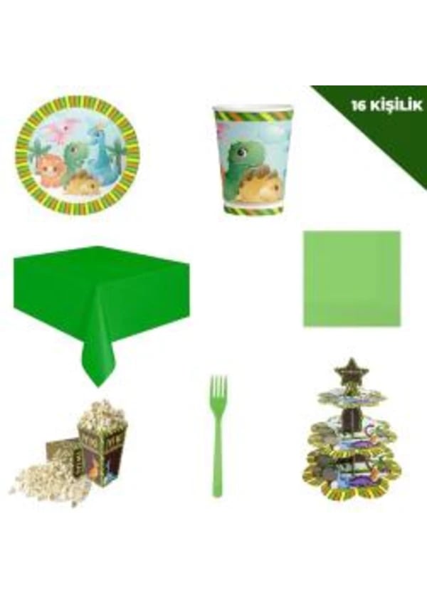 Sevimli Dinazorlar Parti Seti 16 Kişilik - Gorsel 1