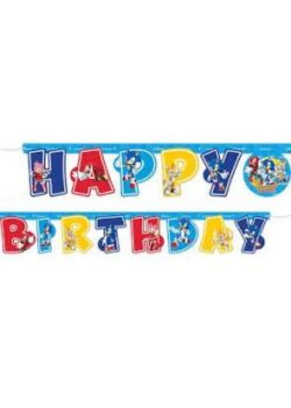Sonic Temalı Happy Birthday Harf Banner - Gorsel 1