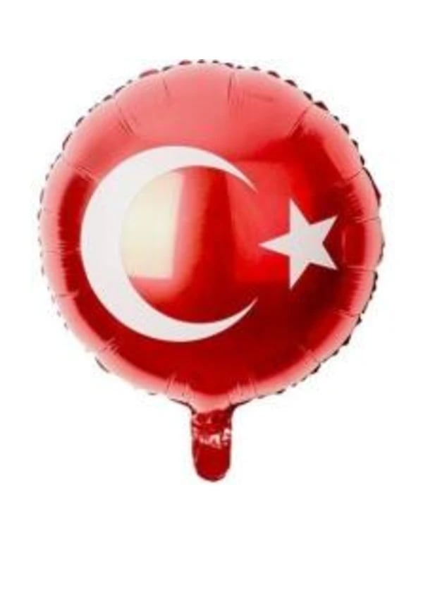 Yuvarlak Türk Bayrağı Folyo Balon - Gorsel 1