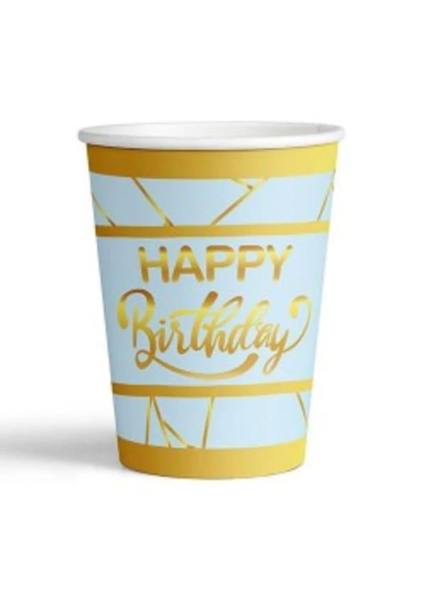 Happy Birthday Yaldızlı Karton Bardak 8'li - Gorsel 1