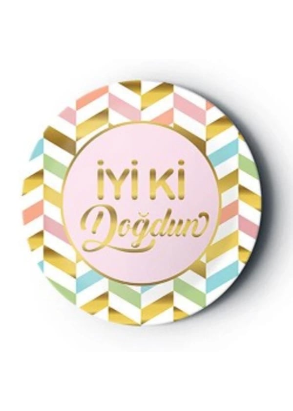İyi Ki Doğdun Altın Yaldızlı Karton Tabak 8'li - Gorsel 1