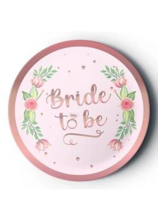 Bride To Be Çiçekli Rose Gold Tabak 8'li - Gorsel 1
