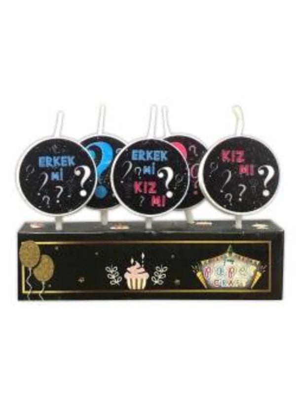 Cinsiyet Belirleme Partisi Mum Seti 5'li - Gorsel 1