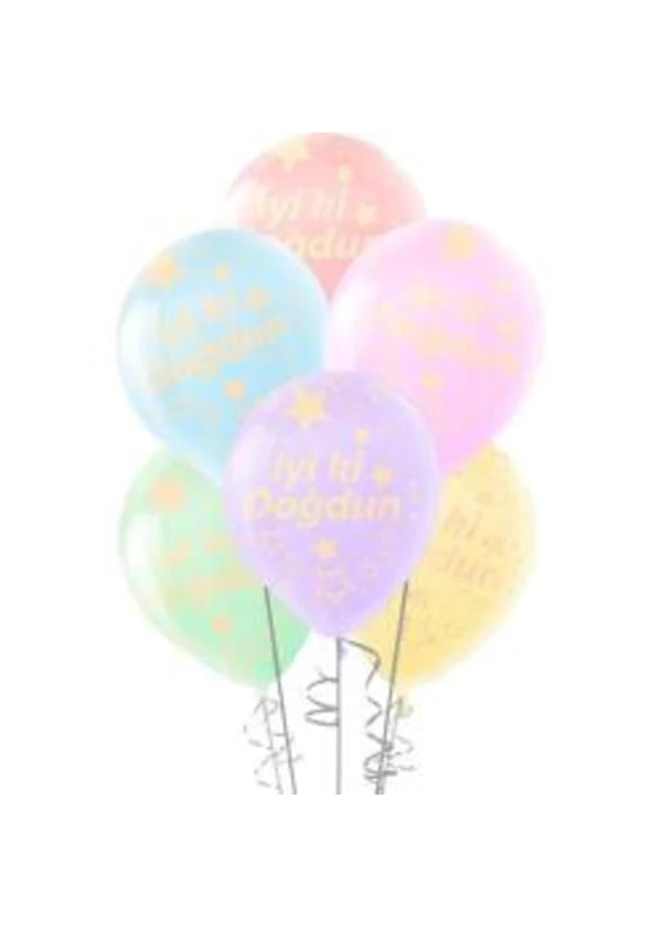 İyi ki Doğdun Baskılı Makaron Karışık Renk Balon 5'li - Gorsel 1
