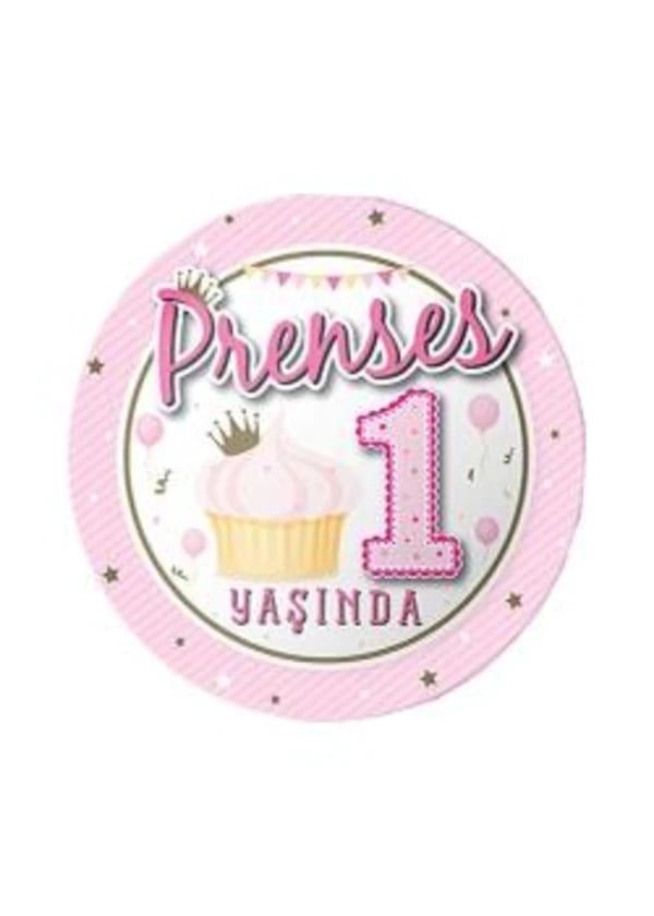 Prenses 1 Yaşında Karton Tabak 8'li - Gorsel 1