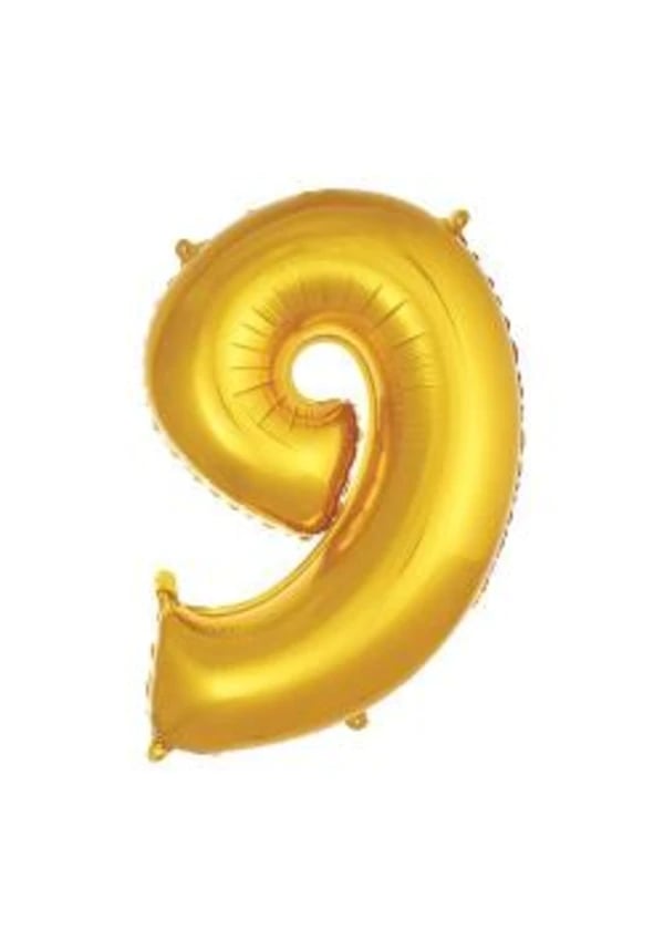 9 Rakam Folyo Balon Altın 75cm - Gorsel 1