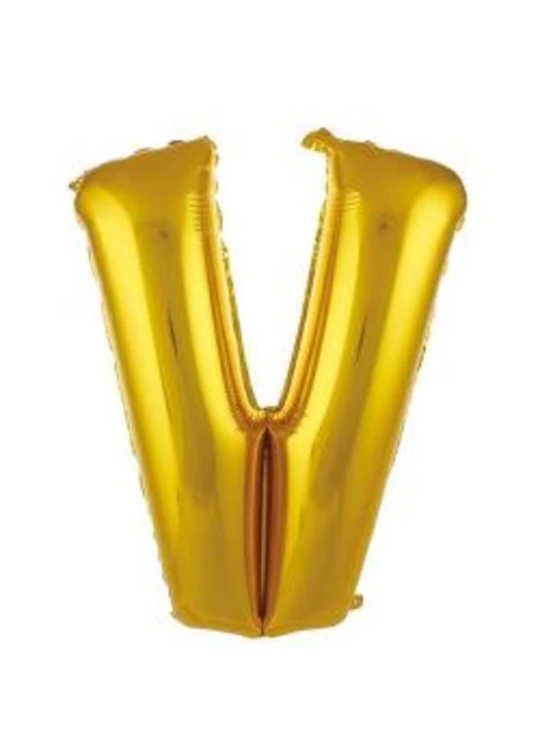 V Harf Folyo Balon Altın 75cm - Gorsel 1