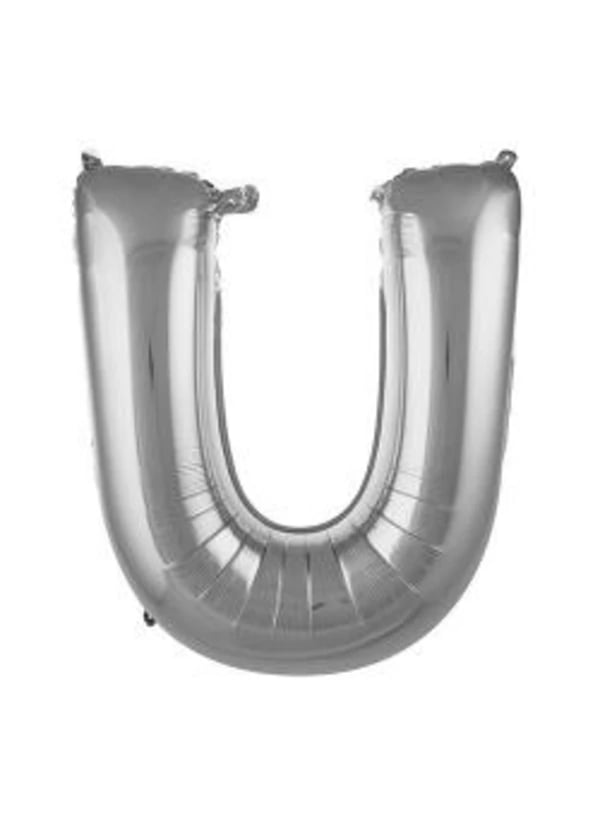 U Harf Folyo Balon Gümüş 75cm - Gorsel 1