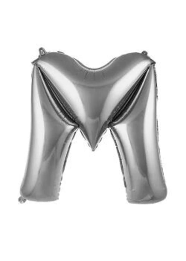 M Harf Folyo Balon Gümüş 75cm - Gorsel 1