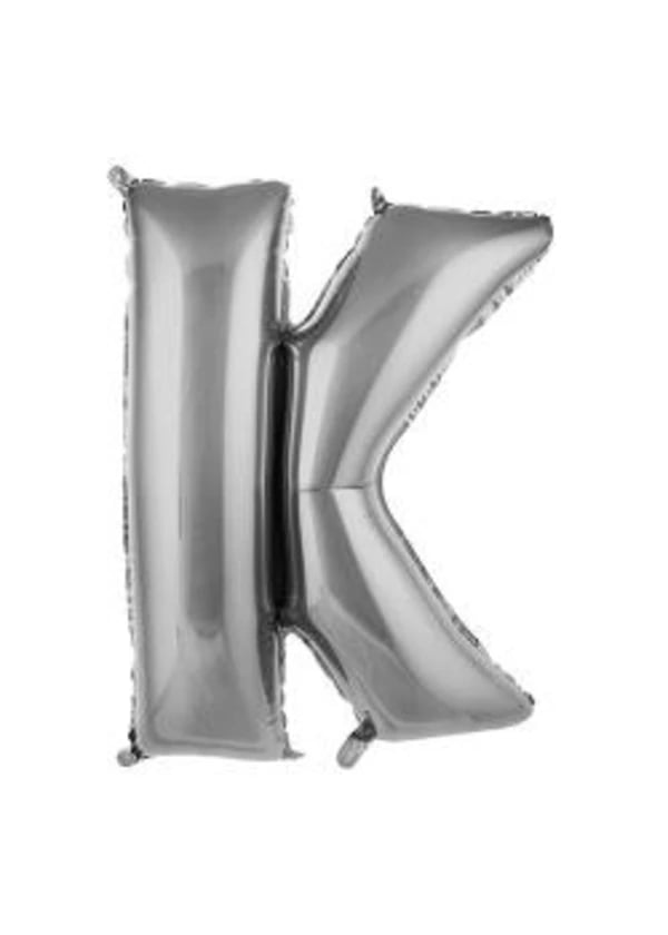 K Harf Folyo Balon Gümüş 75cm - Gorsel 1