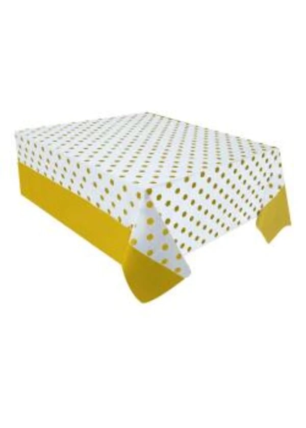 Altın Puantiyeli Plastik Masa Örtüsü 137x182cm - Gorsel 1