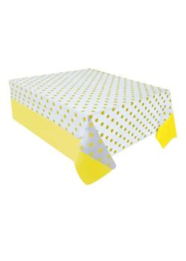 Sarı Puantiyeli Plastik Masa Örtüsü 137x182cm - Gorsel 1