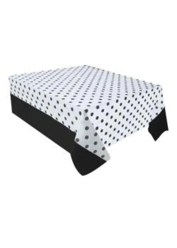 Siyah Puantiyeli Plastik Masa Örtüsü 137x182cm - Gorsel 1