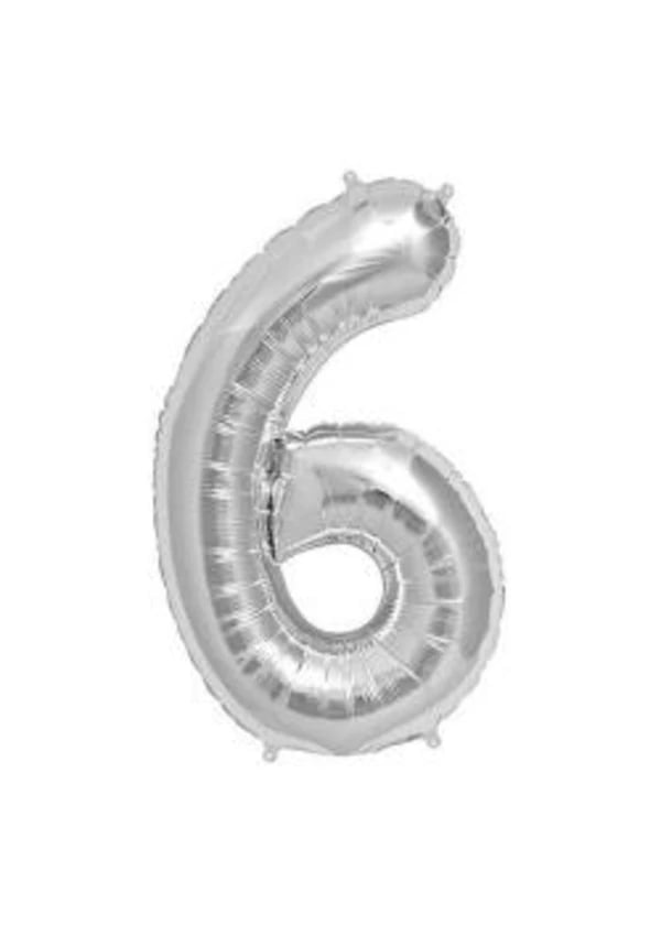6 Rakam Folyo Balon Gümüş 75cm - Gorsel 1