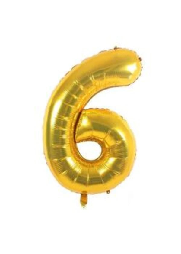 6 Rakam Folyo Balon Altın 75cm - Gorsel 1