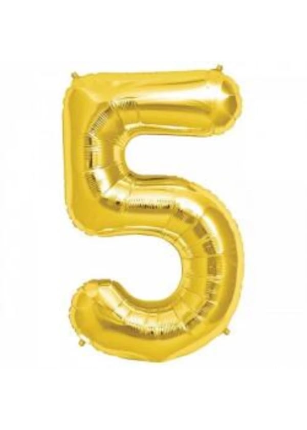 5 Rakam Folyo Balon Altın 75cm - Gorsel 1