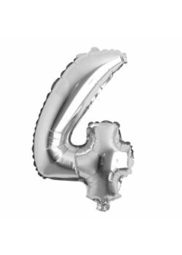 4 Rakam Folyo Balon Gümüş 75cm - Gorsel 1