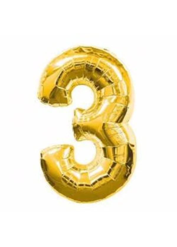 3 Rakam Folyo Balon Altın 75cm - Gorsel 1