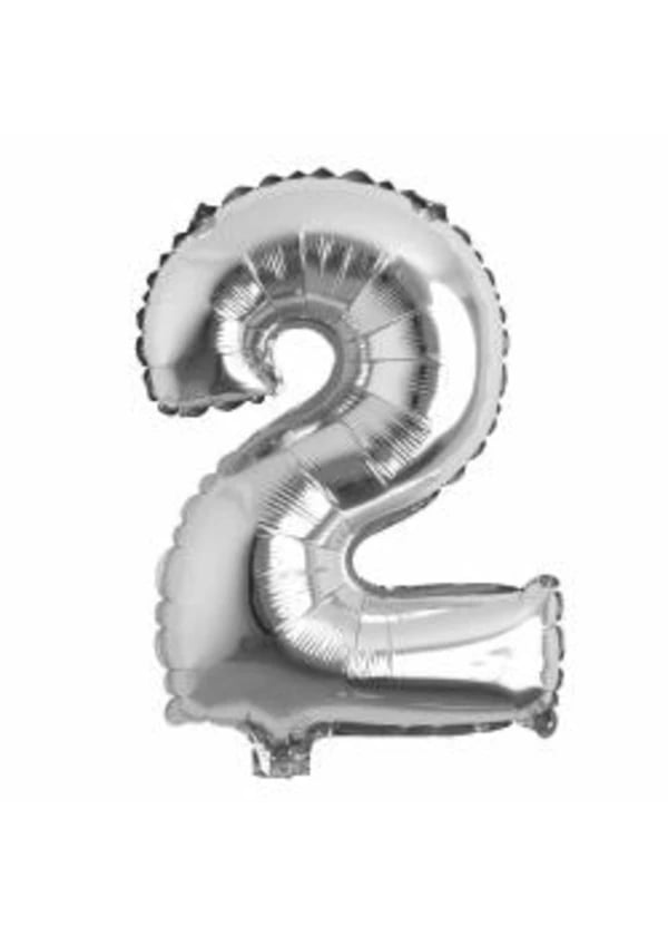 2 Rakam Folyo Balon Gümüş 75cm - Gorsel 1