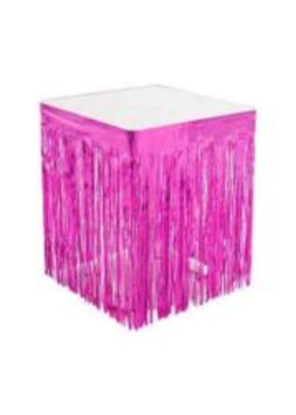 Metalize Fuşya Püsküllü Masa Eteği - Gorsel 1