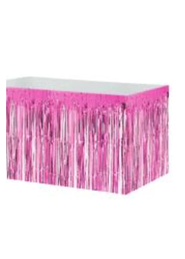 Metalize Pembe Püsküllü Masa Eteği - Gorsel 1