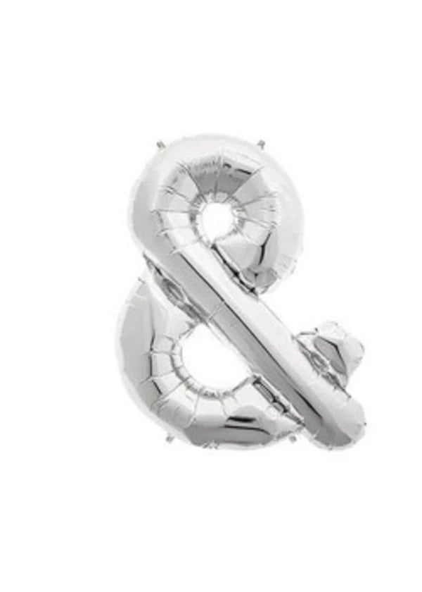 & (Ve) Harf Folyo Balon Gümüş 40cm - Gorsel 1