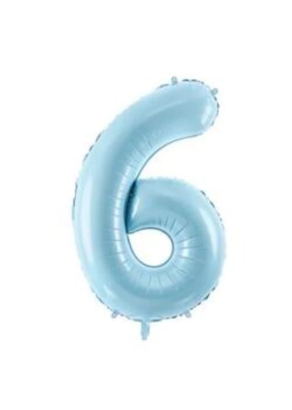 6 Rakam Folyo Balon Mavi 75cm - Gorsel 1