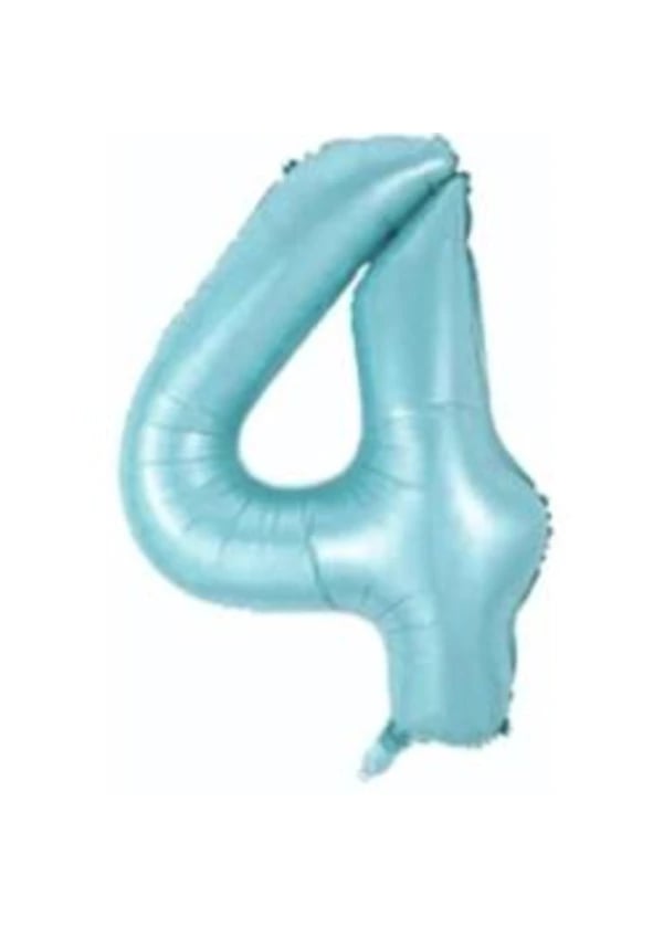 4 Rakam Folyo Balon Mavi 75cm - Gorsel 1