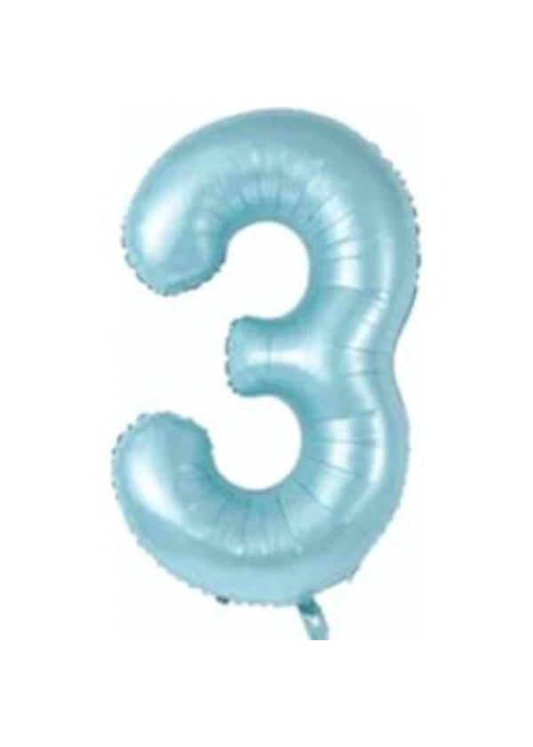 3 Rakam Folyo Balon Mavi 75cm - Gorsel 1