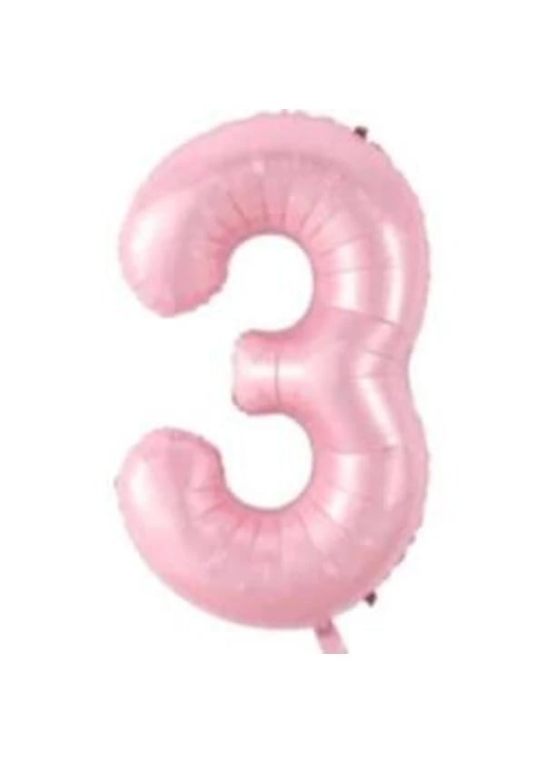 3 Rakam Folyo Balon Pembe 75cm - Gorsel 1