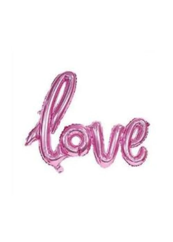 Pembe Love Yazı Folyo Balon 65x108cm - Gorsel 1