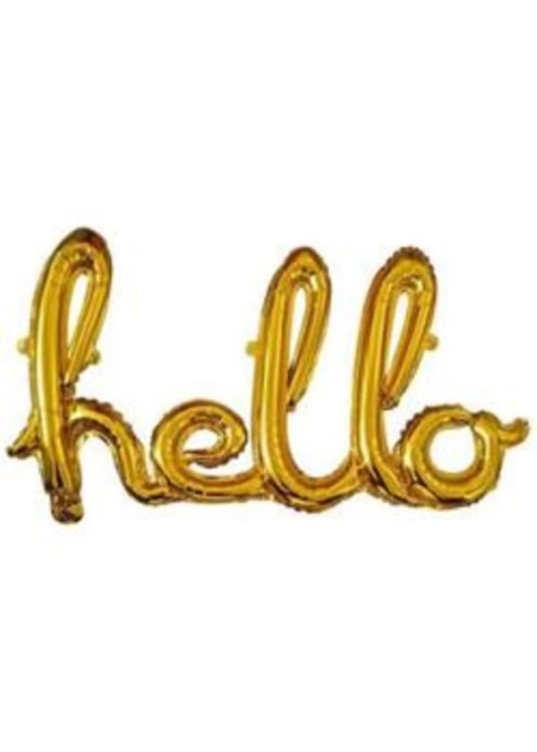 Hello Altın Yazı Folyo Balon - Gorsel 1