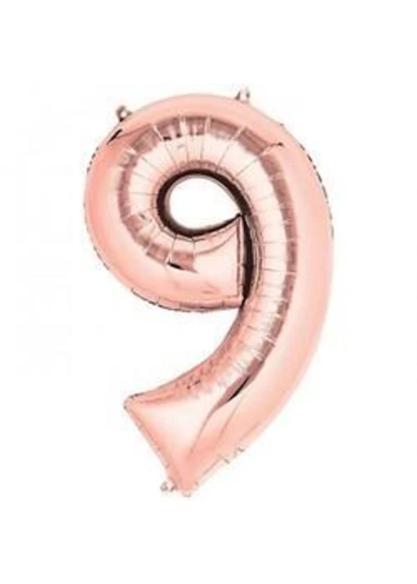 9 Rakam Folyo Balon Rose Gold 40cm - Gorsel 1