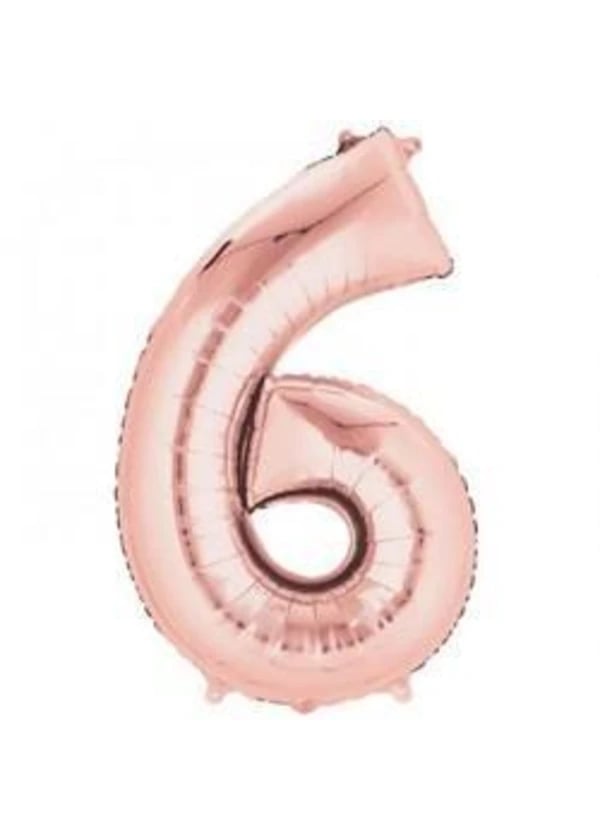 6 Rakam Folyo Balon Rose Gold 40cm - Gorsel 1