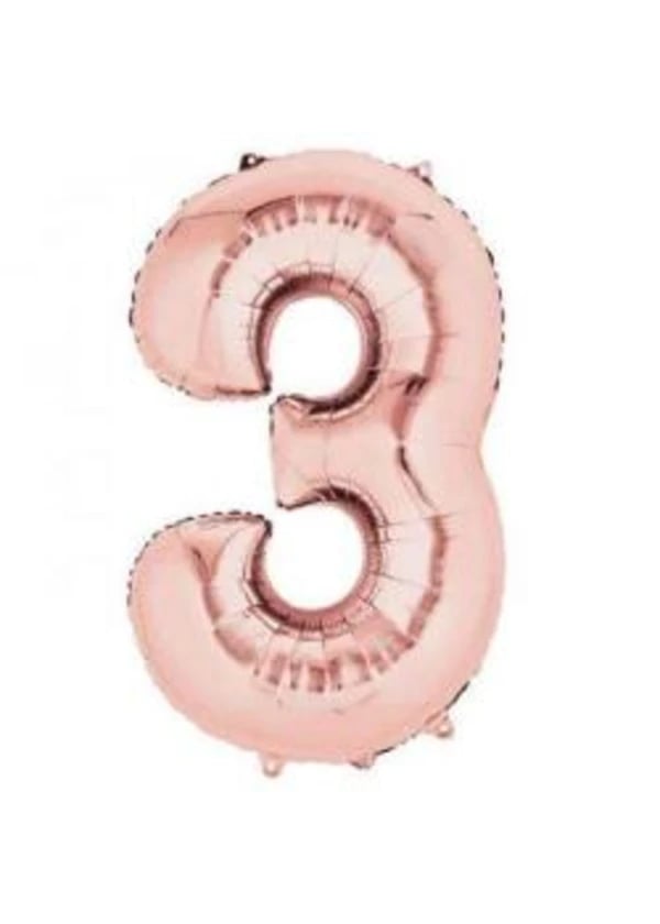3 Rakam Folyo Balon Rose Gold 40cm - Gorsel 1