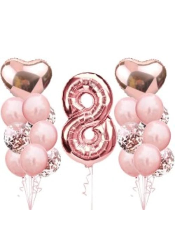 8 Yaş Rose Gold Folyo Balon Süsleme Seti - Gorsel 1