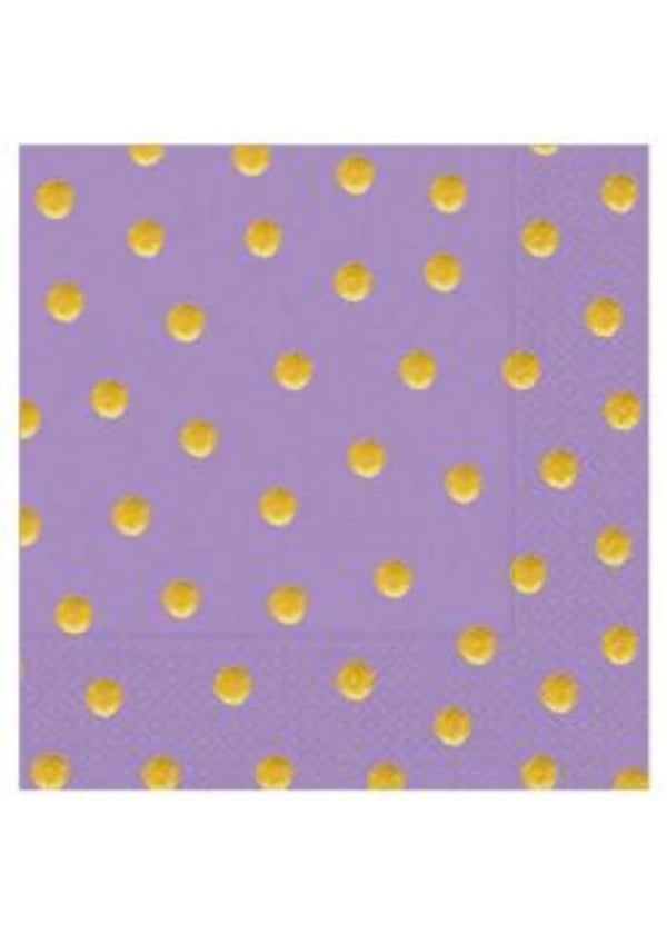 Altın Puantiyeli Lila Peçete 20'li - Gorsel 1