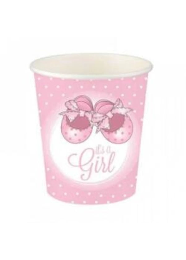 Pembe Patikler Kız Karton Bardak 8'li - Gorsel 1