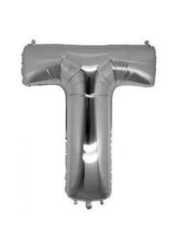 T Harf Folyo Balon Gümüş 40cm - Gorsel 1