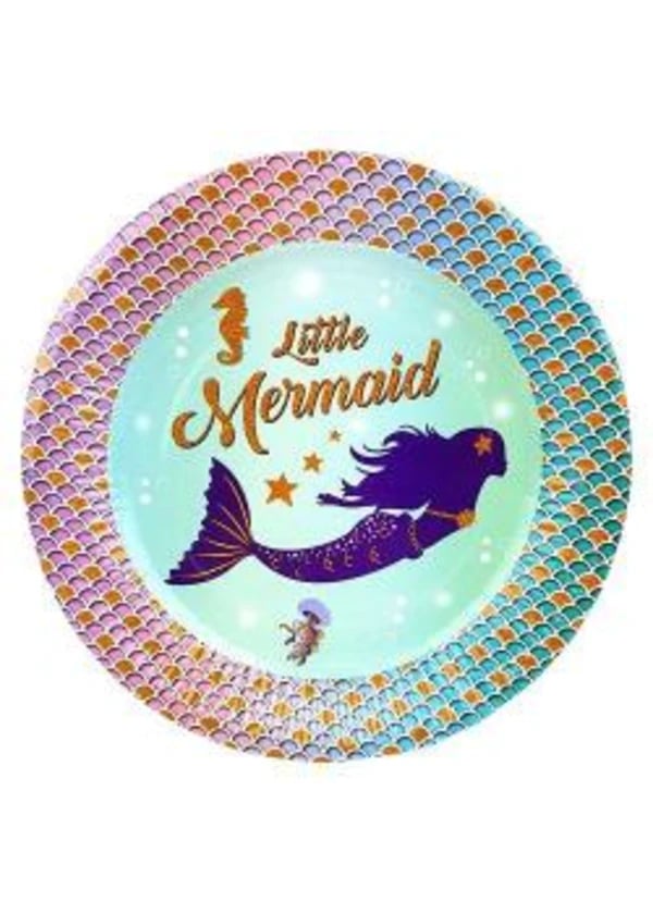 Deniz Kızı Temalı Karton Tabak 8'li - Gorsel 1