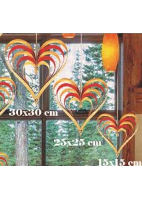 Metalize Kırmızı Altın Kalp Şekilli Süs Seti 3'lü - Gorsel 1