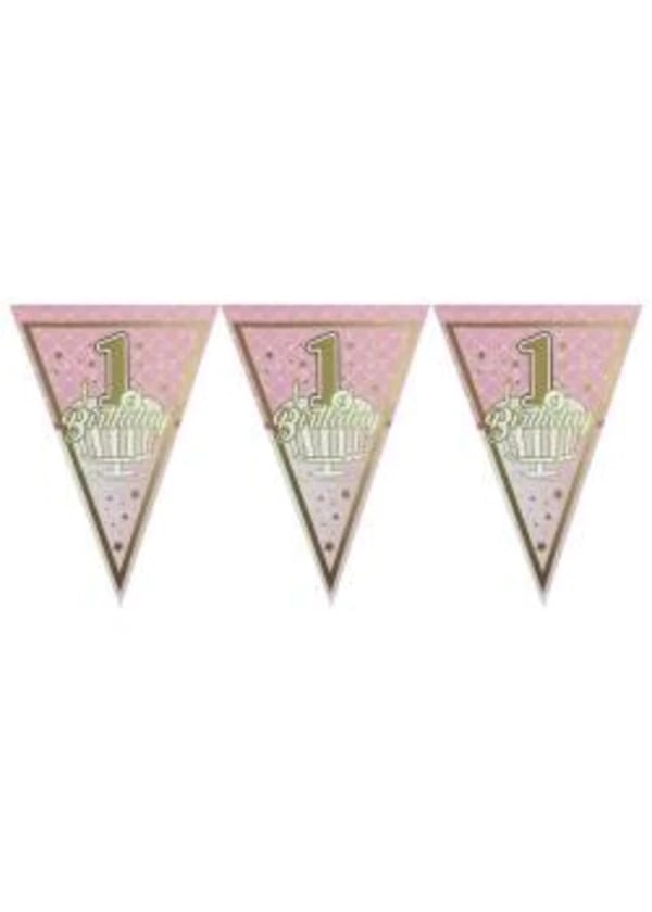 1 Birthday Pembe Üçgen Flama - Gorsel 1