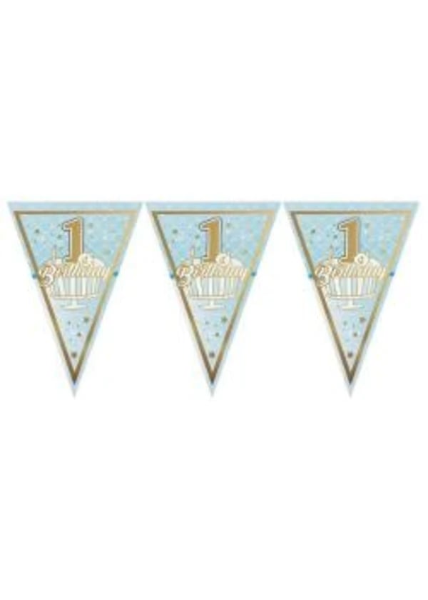 1 Birthday Mavi Üçgen Flama - Gorsel 1