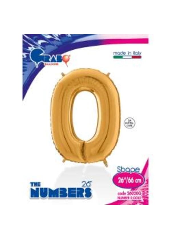 0 Rakam Folyo Balon Altın 66cm - Gorsel 1