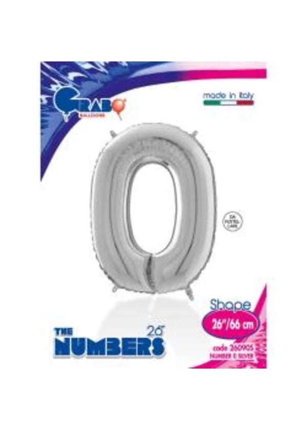 0 Rakam Folyo Balon Gümüş 66cm - Gorsel 1