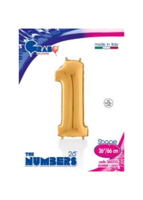1 Rakam Folyo Balon Altın 66cm - Gorsel 1