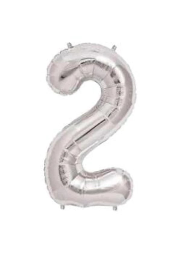 2 Rakam Folyo Balon Gümüş 66cm - Gorsel 1