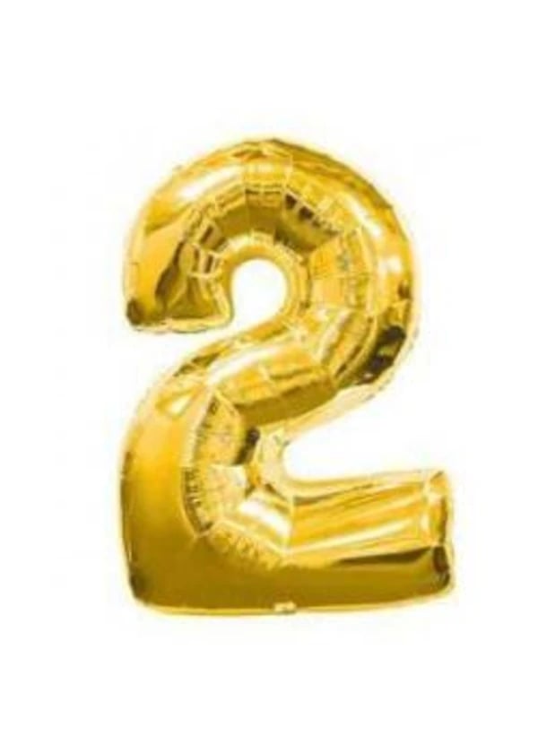 2 Rakam Folyo Balon Altın 66cm - Gorsel 1