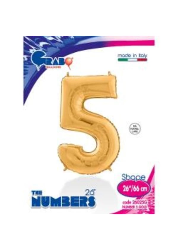 5 Rakam Folyo Balon Altın 66cm - Gorsel 1