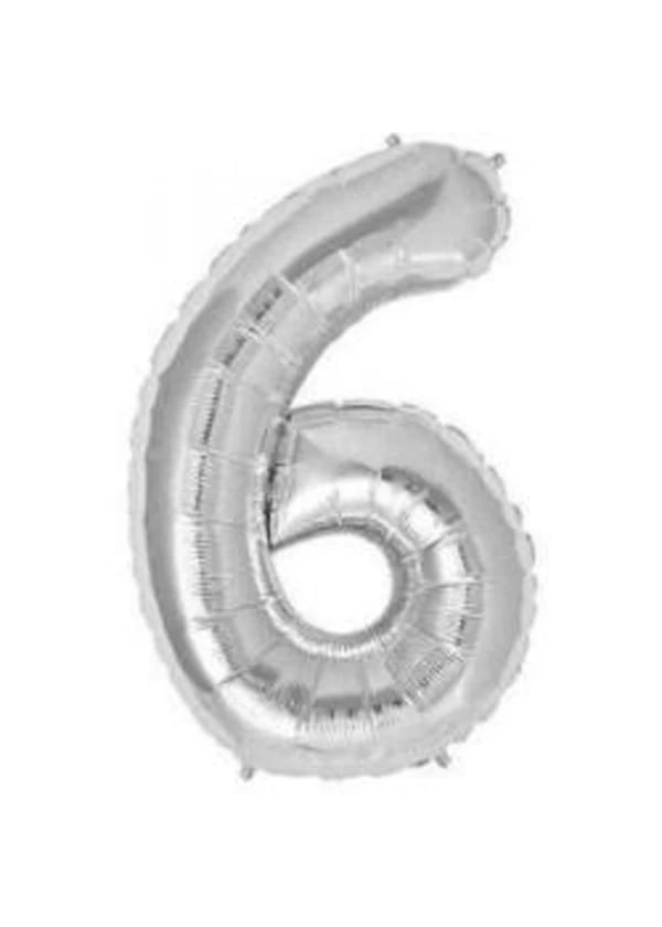 6 Rakam Folyo Balon Gümüş 66cm - Gorsel 1